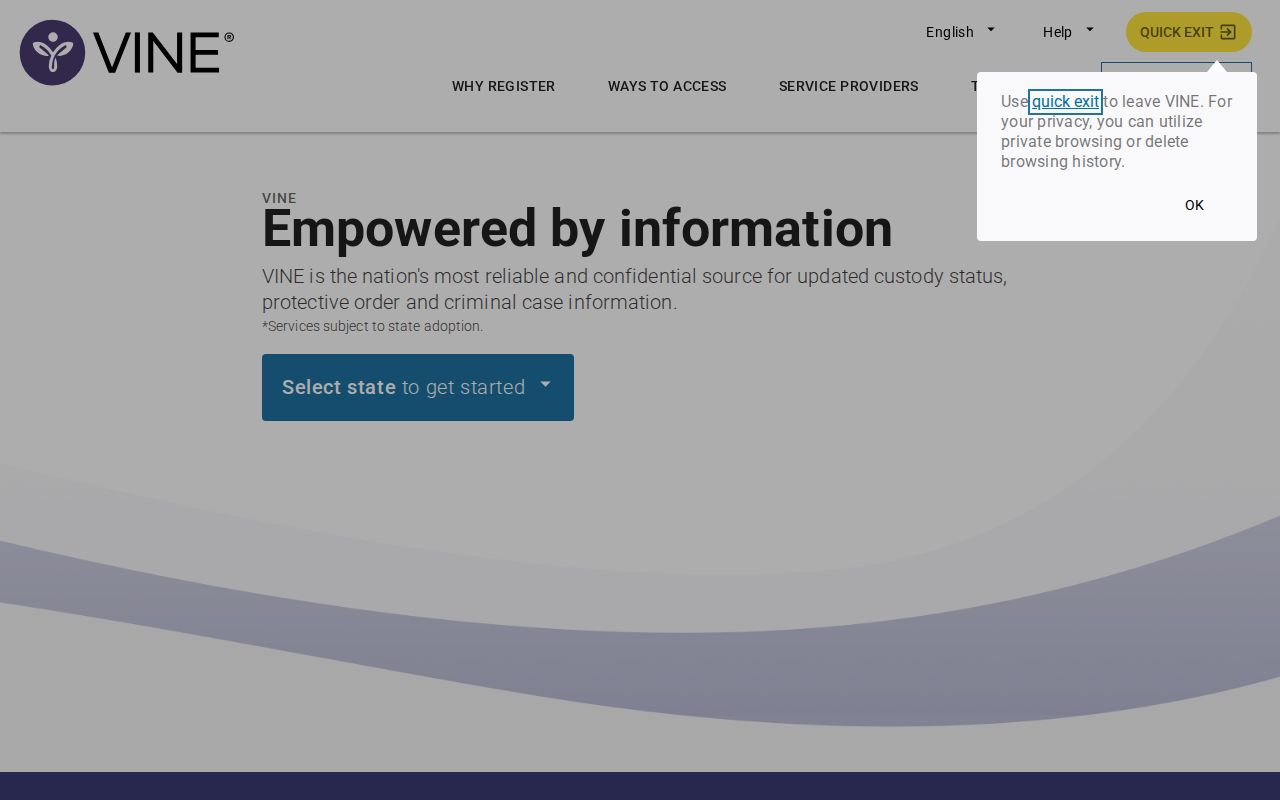 VINELink entry for Jackson County inmate search and release alerts