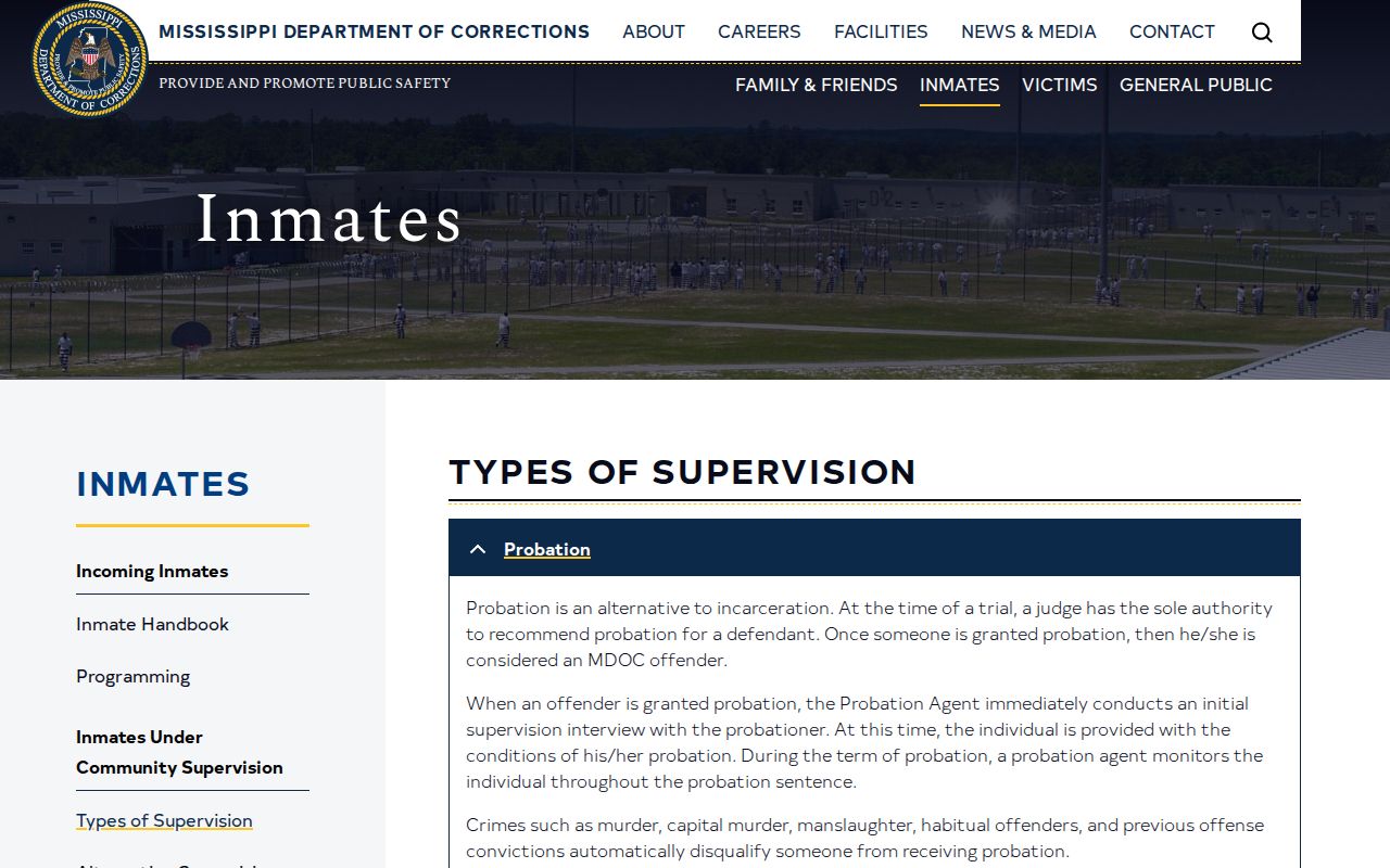Jackson County projected release date terms on the MDOC supervision page
